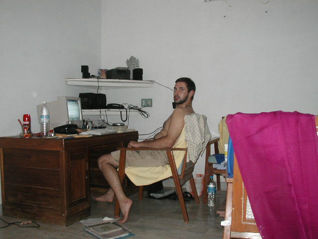 Olivier working at his desk in India